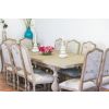 American Oak Solid Dining Table with 10 Parisian Print Dining Chairs - 1